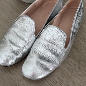 Stuart Weitzman Metallic Silver Loafers